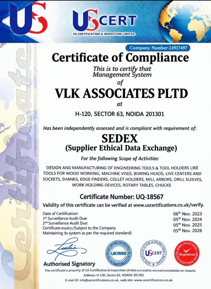VLK Associates SEDEX certificate